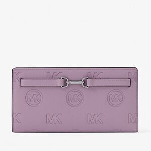 MICHAEL KORS Carson Large Logo Debossed Snap Wallet
Light Quartz 
NWT
